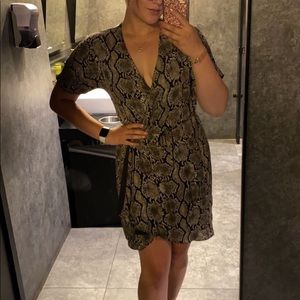 Babaton Snake Print Wrap Dress